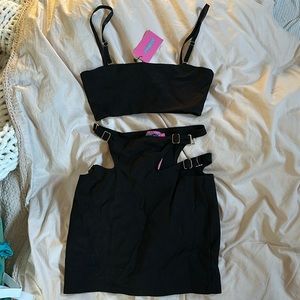 Edikted black cut out skirt and crop set NWT SIZE S